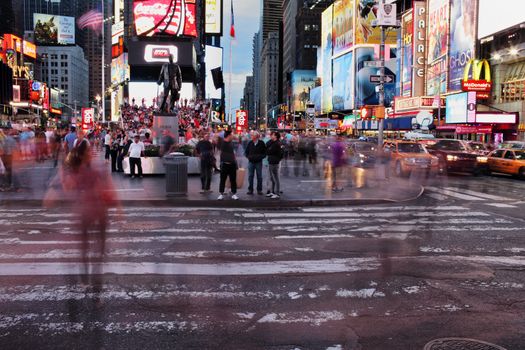 NEW YORK CITY, USA - JUNE 8: Long exposure of people at Times Square. June 8, 2012 in New York City, USA