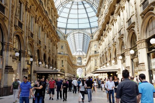 MILAN, LOMBARDY, ITALY - MAY 28: Interior of Galleria Vittorio Emanuele II shopping centre. May 28, 2011 in Milan, Lombardy, Italy