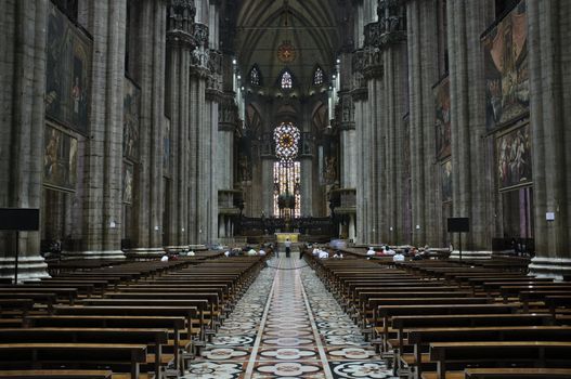 MILAN, LOMBARDY, ITALY - MAY 25: Interior of Milano Duomo Cathedral May 25, 2011 in Milan, Lombardy, Italy