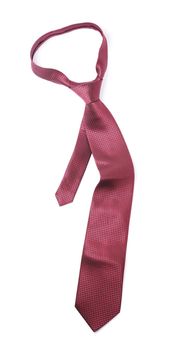 Red silk necktie on white