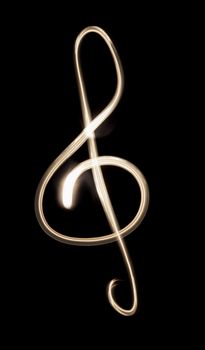 A Musical G-clef drawn with a flashlight