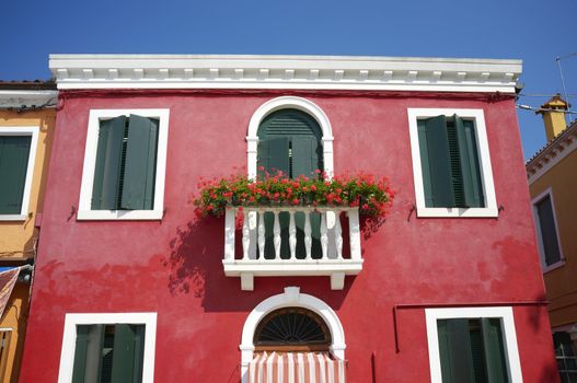 Colourful house on Burano island. Burano is an island in the Venetian Lagoon, northern Italy