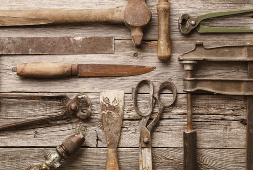 A collection of old rusty tools