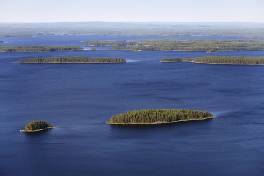 Lake landscape in Finland. Lake Pielinen, Photographed from Koli Mountain in eastern Finland.