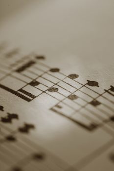 Sepia toned photo of sheet music