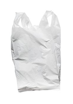 White blank empty plastic bag isolated on white.