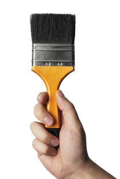 A Hand holding a new clean paint brush