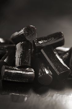 Bits of liquorice. Very short depth of field.