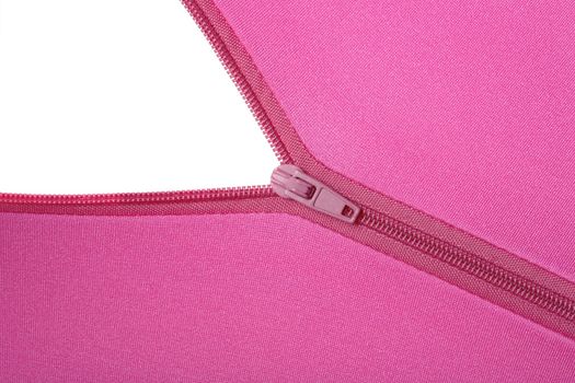 An opening zipper revealing a white surface