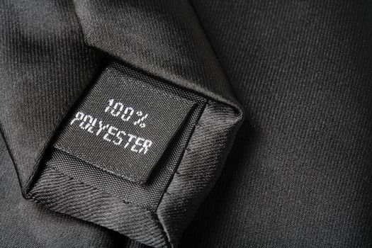 100% Polyester label on a tie