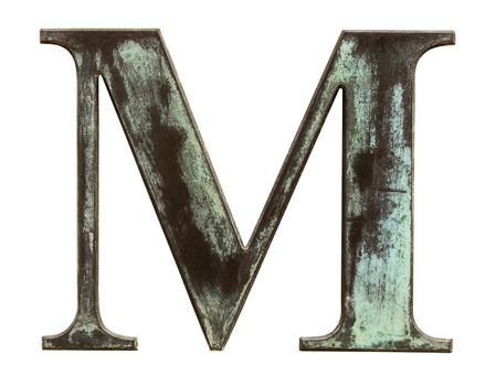 Metallic letter M isolated on white