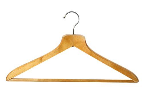 Old wooden coat hanger, isolated
