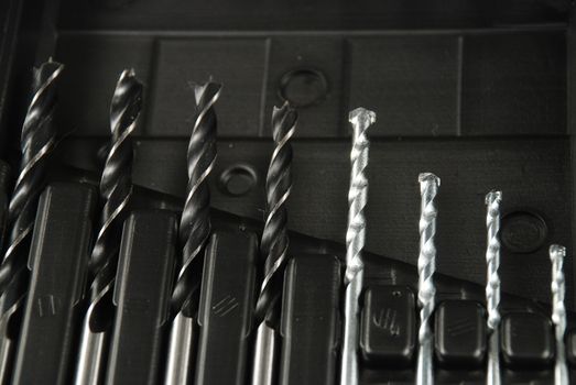 stock pictures of a set of drill bits used to make holes