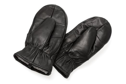 Leather mittens, used in very cold weather. (note to inspectors: the number "10" on the label is just size, not a logo)