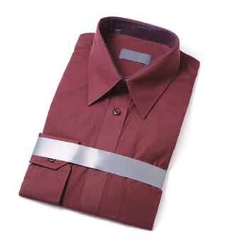 New men's red dress shirt isolated on white with natural shadows