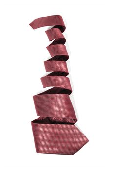 Red silk tie on white background