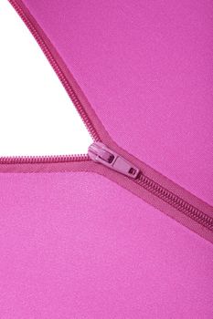 Zipper of a fuchsia colored garment