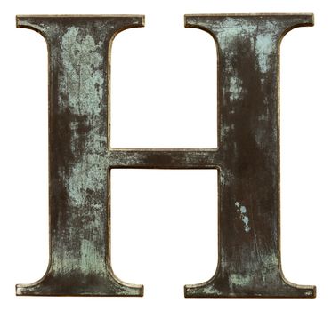 Metallic letter H isolated on white