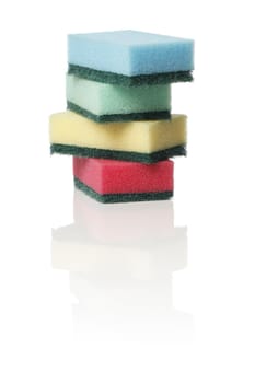 Household scrubbing sponges in different colors.