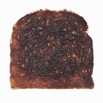 Isolated slice of burned toast