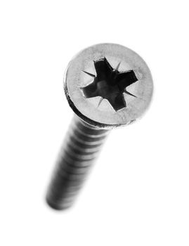 Monochrome stainless steel screw in closeup