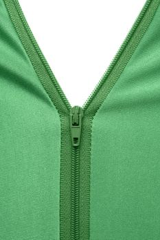 Zipper of a green garment