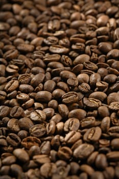 Roasted coffee beans. Shallow depth-of-field