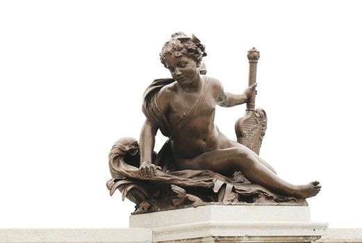 Statue on Pont Alexandre III bridge in Paris, France.