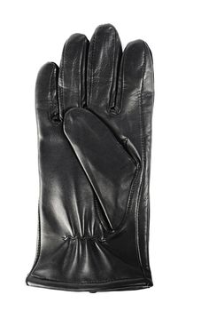 New black mens leather glove isolated on white.