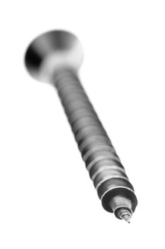 Isolated stainless screw. Short depth-of-field.