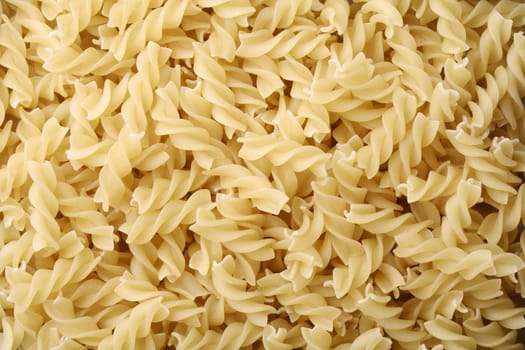 Uncooked Fusilli pasta, aka "twisted pasta"