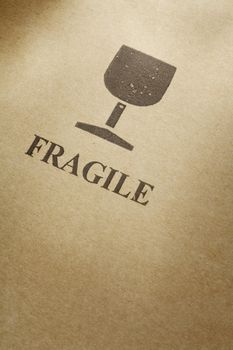 Fragile symbol printed on a cardboard box