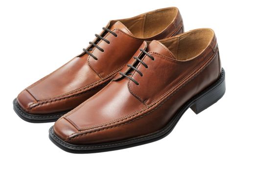 A pair of new men's brown leather shoes