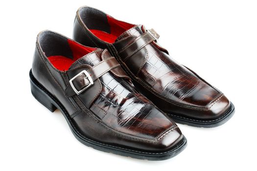 Men's shoes with faux crocodile leather effect