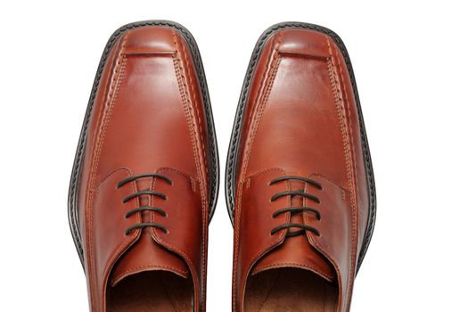 New men's dress shoes of brown leather