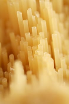 Uncooked spaghetti in close-up
