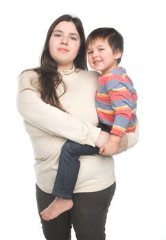 Woman holding her little child on hands