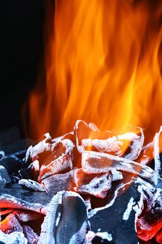 Hot embers burning