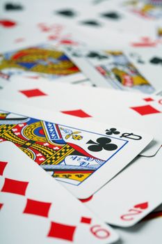 Playing cards in closeup.