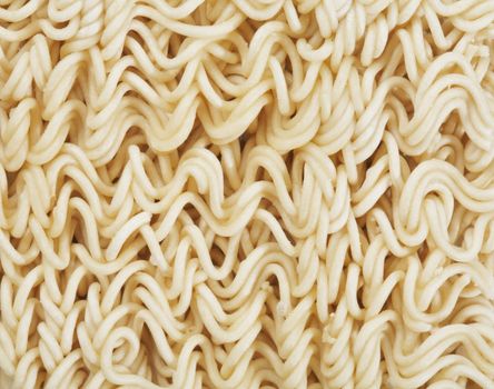 Uncooked ramen noodles in closeup