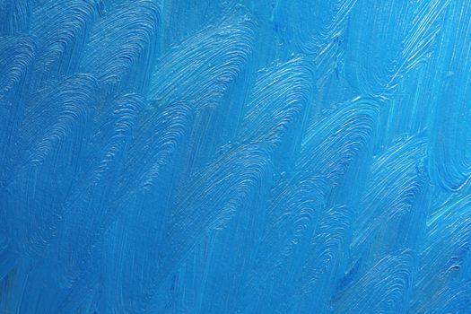 Blue oil paints on canvas with clearly visible wavy brush strokes.