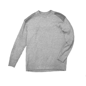 Gray woven sweater isolated over white background