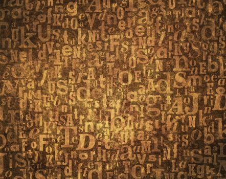 Grunge and grainy brown alphabet background texture