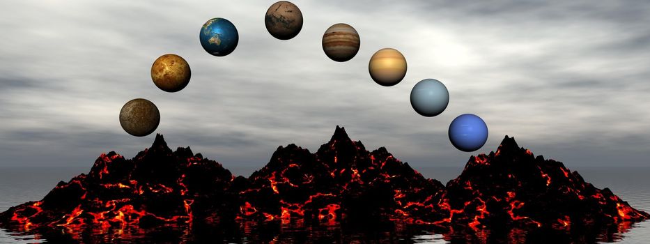 Volcano and planets