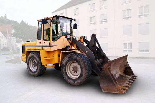 large bulldozer at the construction site in germany