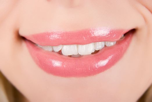 Beautiful young woman smile isolated over white background

