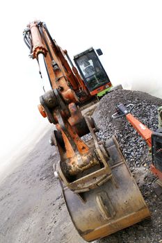 large excavator at the construction site in germany