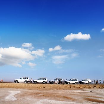 travel by jeep over by desert africa