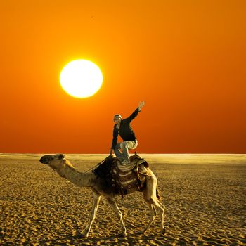 in the summer holiday on a camel ride