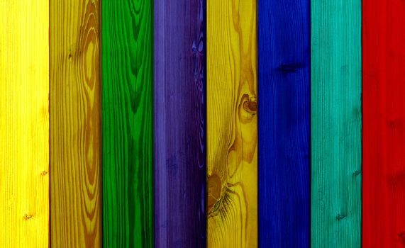 beautiful colored wooden boards in a row